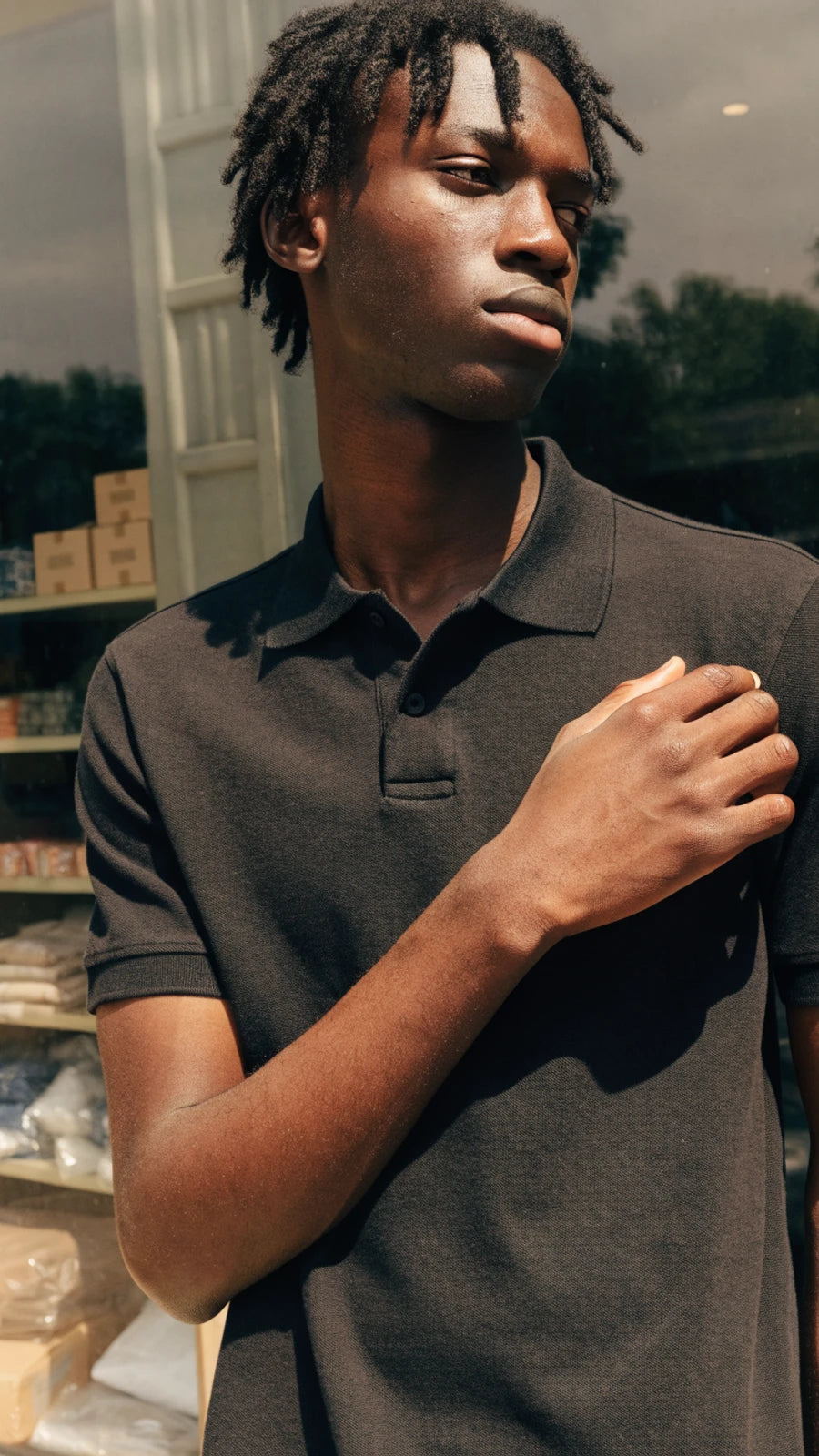 Short Sleeve Solid Stretch Cotton Pique Polo Shirt